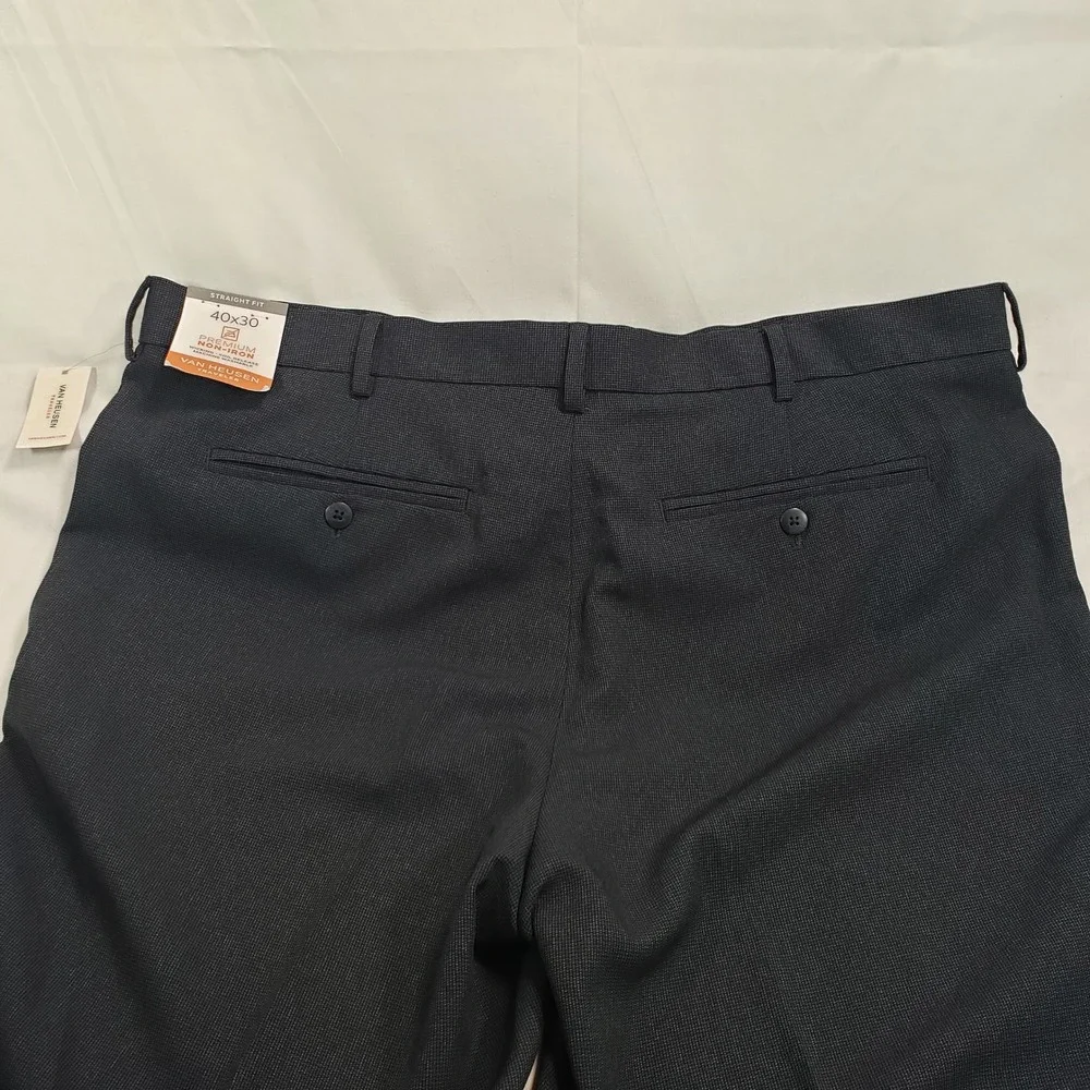 Van Heusen Mens Traveler Straight Fit Pants‎ 40x30 Navy Blue Non-Iron